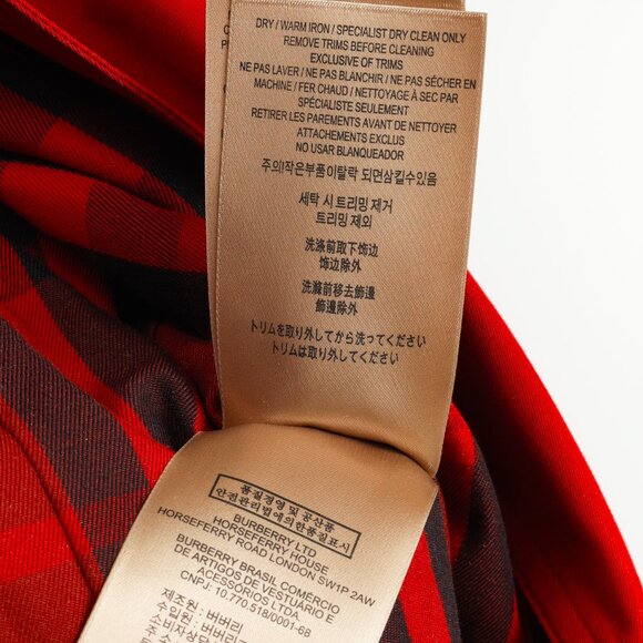 Burberry Red Cotton Belted Double-Breasted Trench Coat - Picture 16 of 16
